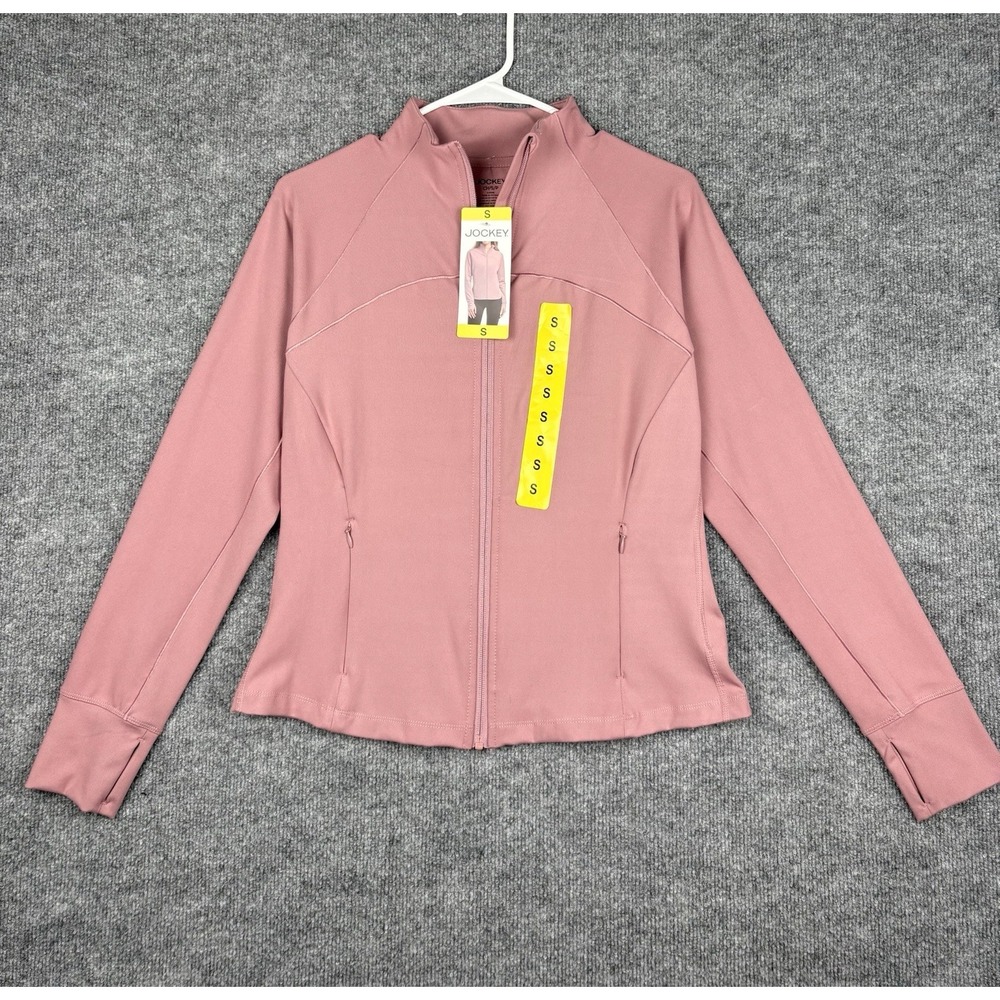 Jockey Women's Moisture Wicking Zipper Pockets Yoga Jacket, Rose, Size S
